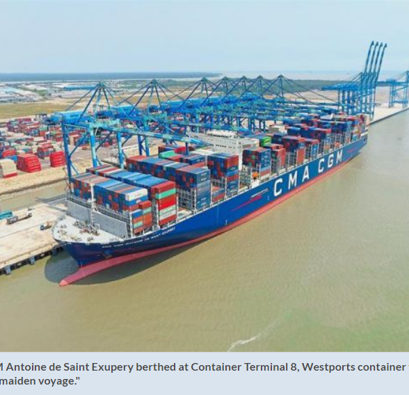 World’s biggest container ship stops over at Port Klang