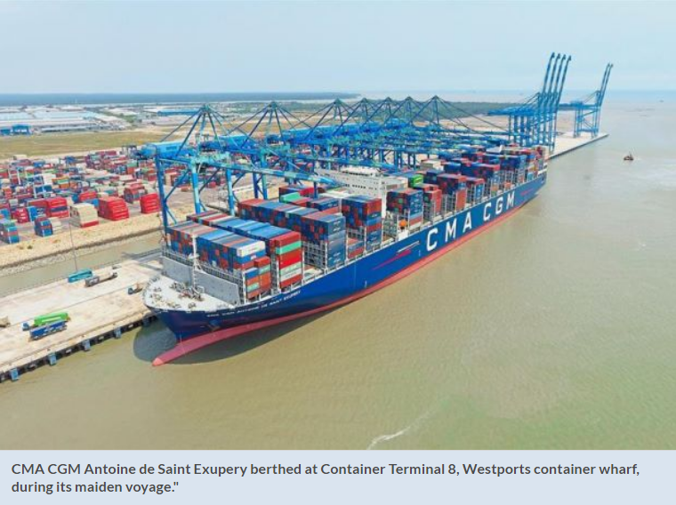 World’s biggest container ship stops over at Port Klang