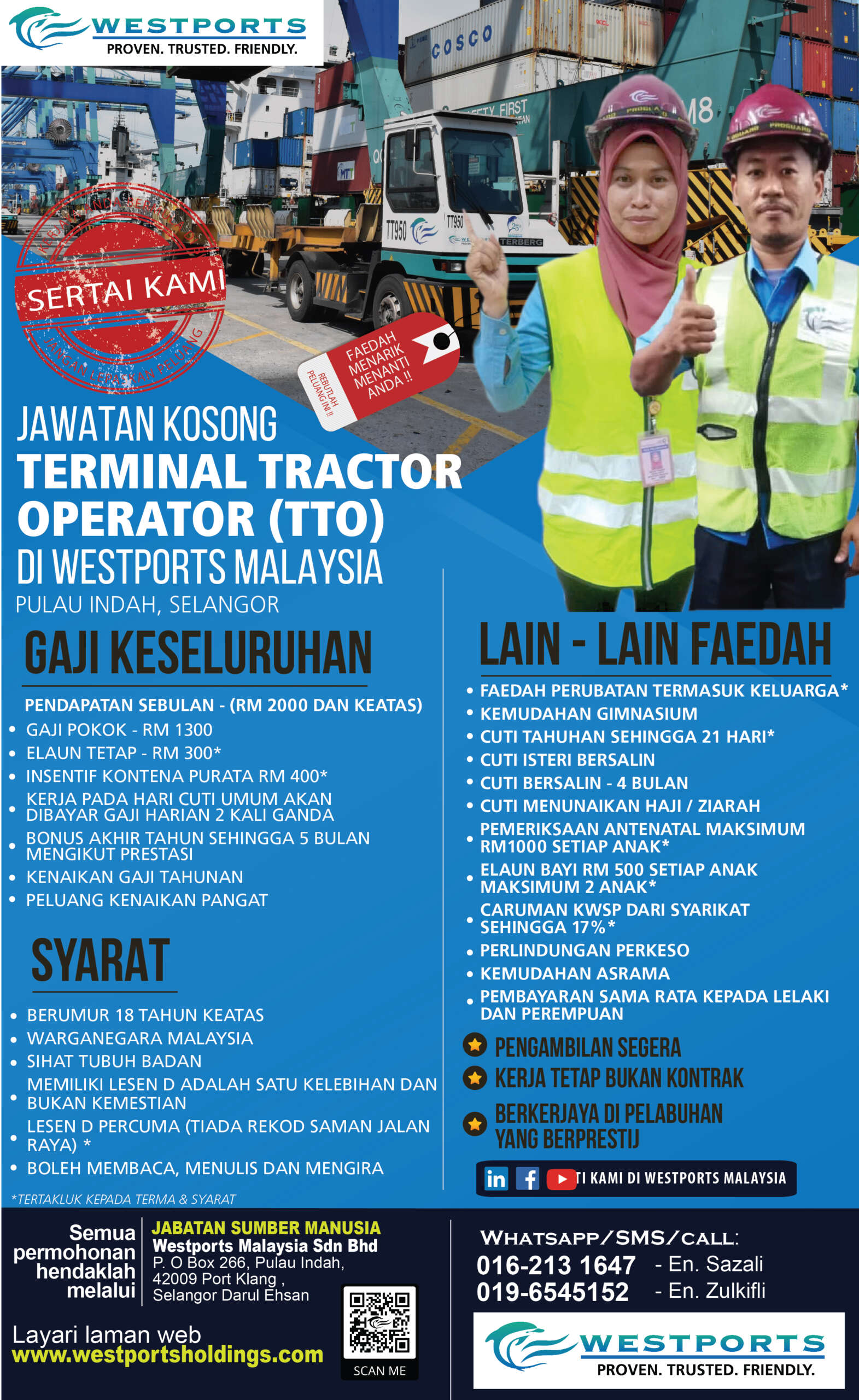 TERMINAL TRACTOR OPERATOR (NON-EXECUTIVE) - Westports Holdings